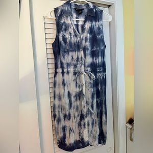 INC blue and white tie dye dress